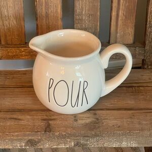 NEW - Rae Dunn Ceramic Pitcher with Black Lettering - POUR - Creamer